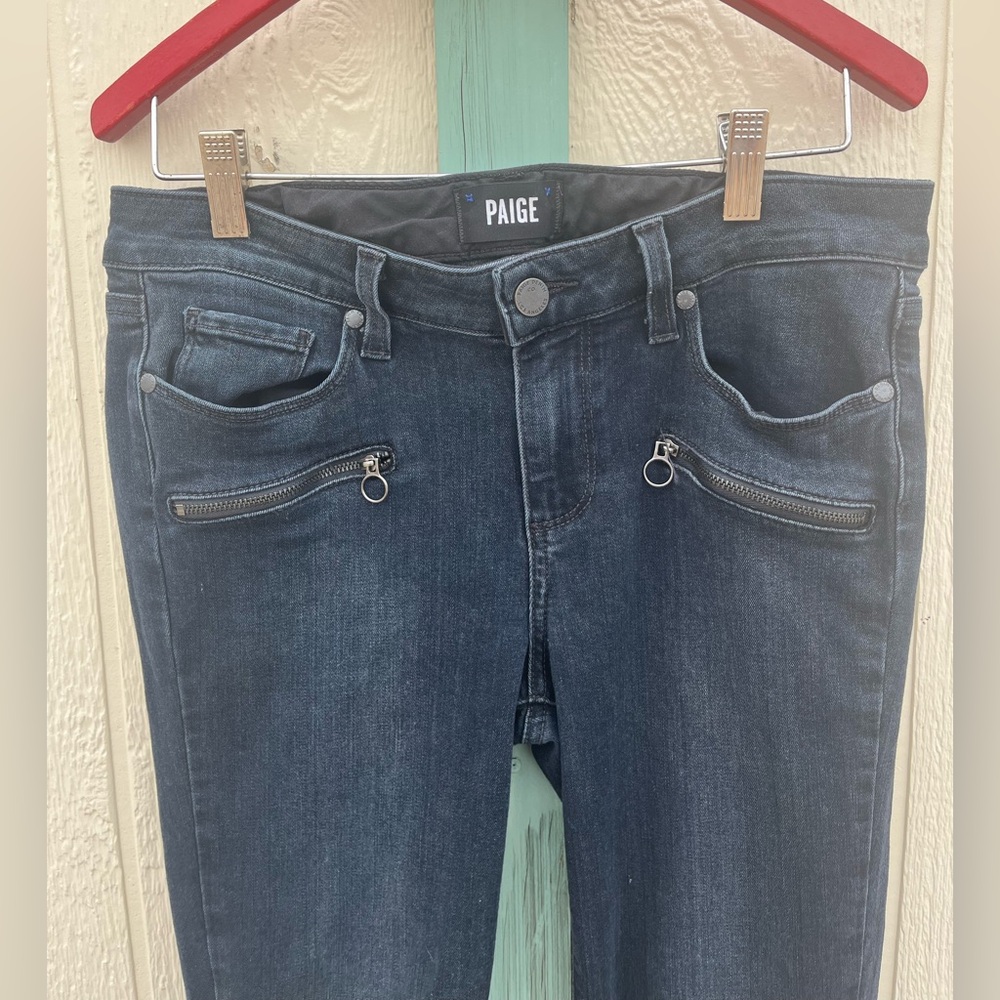 PAIGE Jane Zip Crop Jeans Womens Size 29 Denim Mid Rise Ankle Zip Stretch